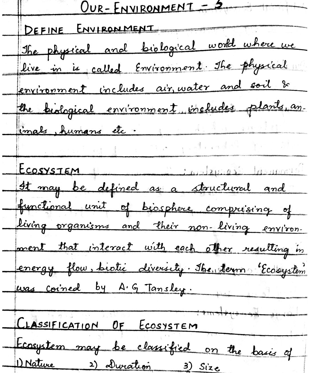 Our Environment Class 10 Science CBSE Handwritten Notes Jkbose important question answers Pdf Download Ncert solutions class 10 science chapter 15 notes