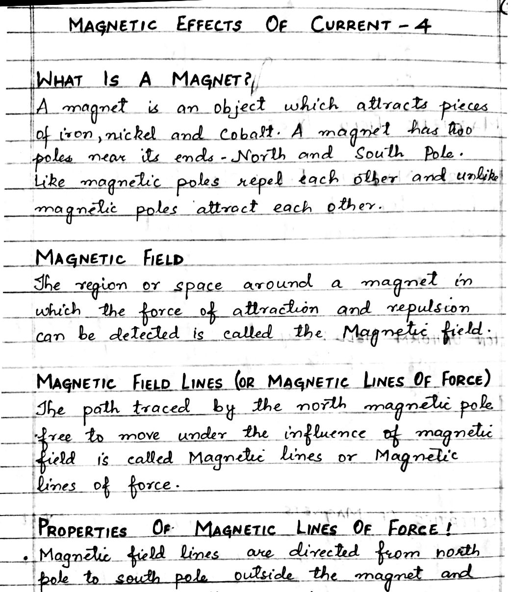 Magnetic effects of electric current Class 10 Science CBSE notes Magnetic effects of current question answers Magnetic effects of current solutions Handwritten notes Ncert solutions JKBOSE Pdf download Class 10 physics notes Class 10 Science Chapter 13 notes