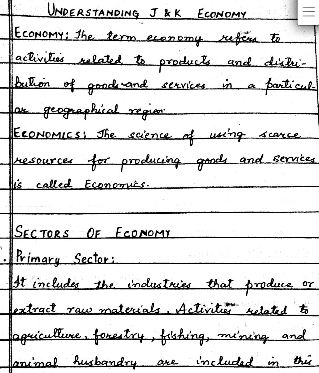 JKBOSE Class 10 Social Science Economics Notes Solutions Chapter 1 Understanding JK Economy employment generation class 10 questions answers Pdf download Economics 10th Book Solutions