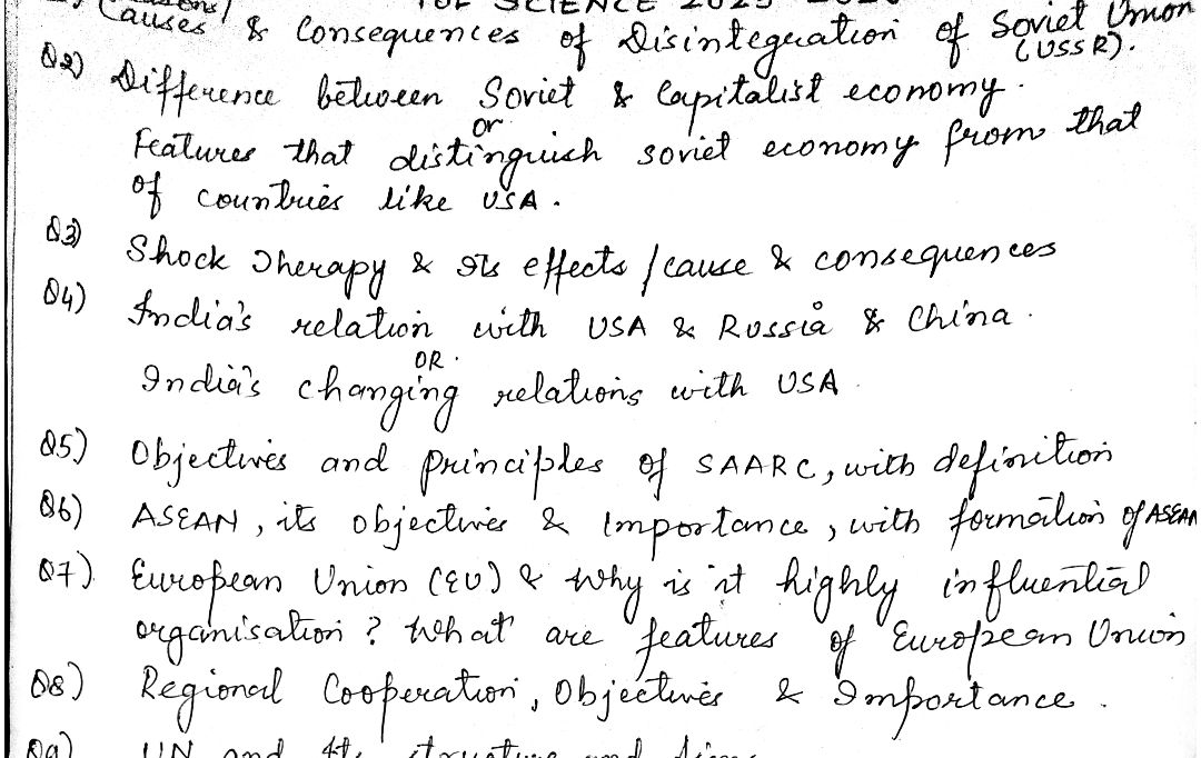 Political science important questions for 12th class Political science guess papers PDF download 2026 Jkbose Cbse Political Science Previous Year Question Papers 