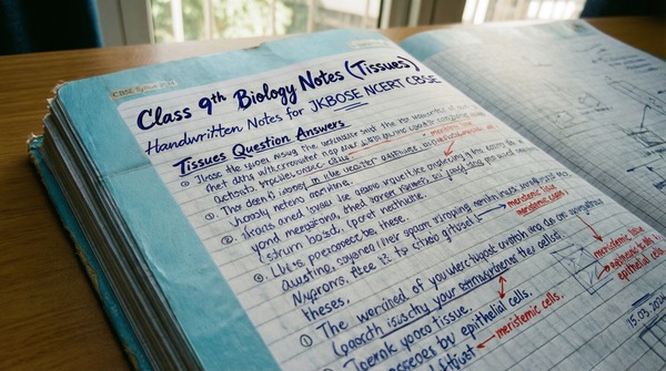 Tissues Chapter 6 Biology Handwritten Notes for CBSE Class 9 PDF download tissues class 9 questions and answers JKBOSE