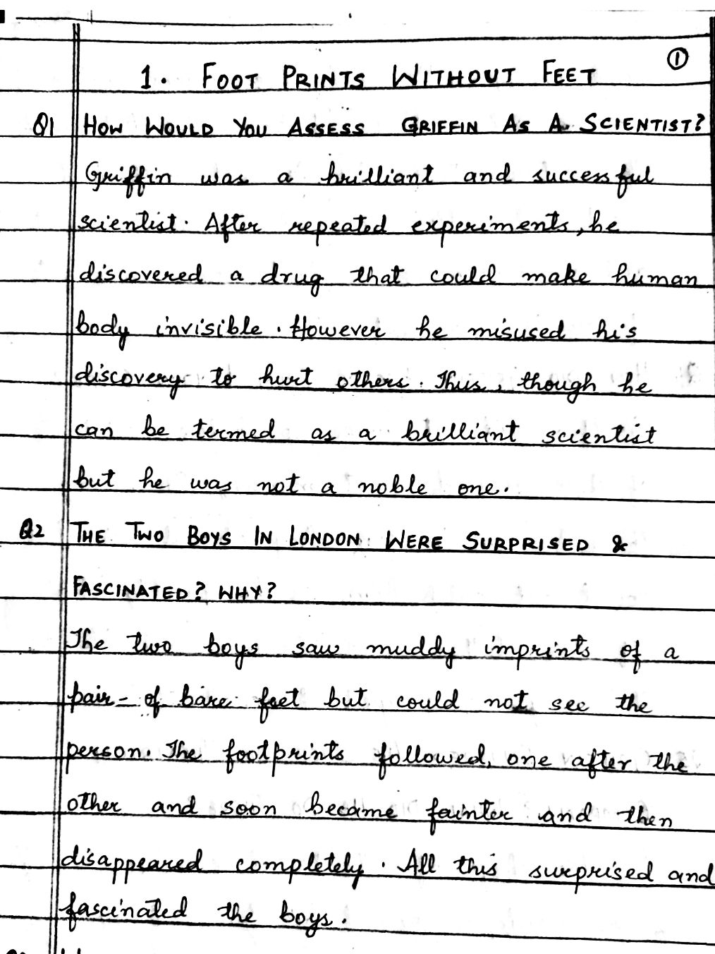 Footprints Without Feet Class 10 English CBSE NCERT JKBOSE Question Answers footprints without feet solutions Footprints without feet notes Pdf download footprints without feet summary Class 10th English Chapter 1 Notes