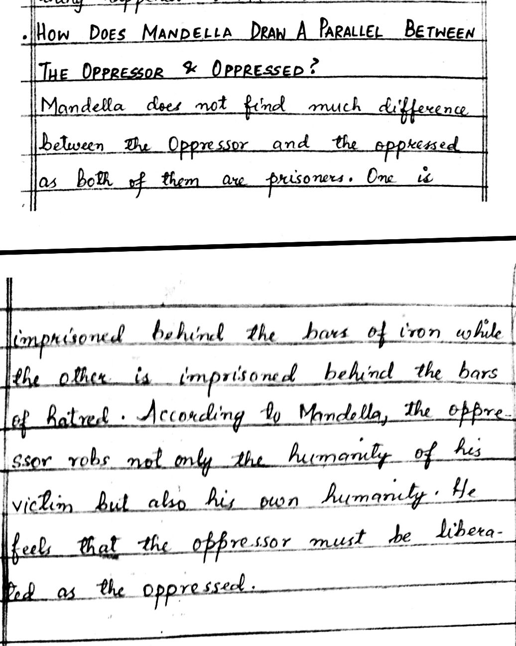 Class 10th JKBOSE English Long Walk To Freedom Question Answers Pdf download handwritten notes Long walk to freedom notes Summary