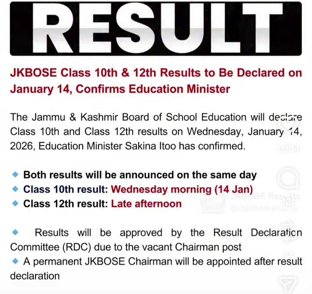 JKBOSE Exam Result Dates 2026 for Class 10th 12th Declared JKBOSE 10th Result 2026 JKBOSE 12th Result 2026 Jkbose Result 2026 Date 