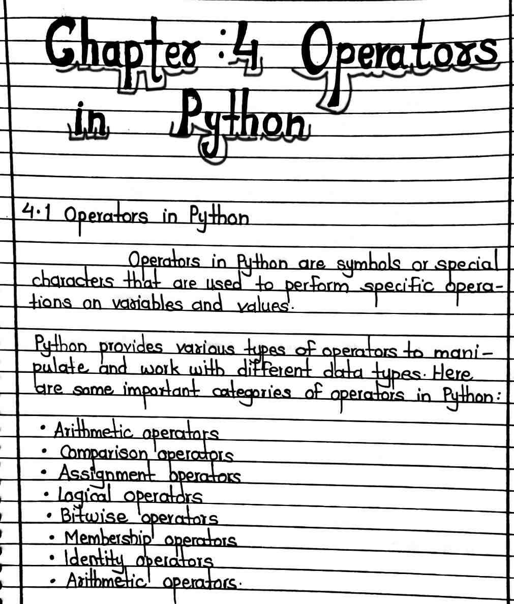 Python Programming Handwritten Notes PDF pplfor BCA basic python notes for beginners Class 12th O Level Best python Notes Download