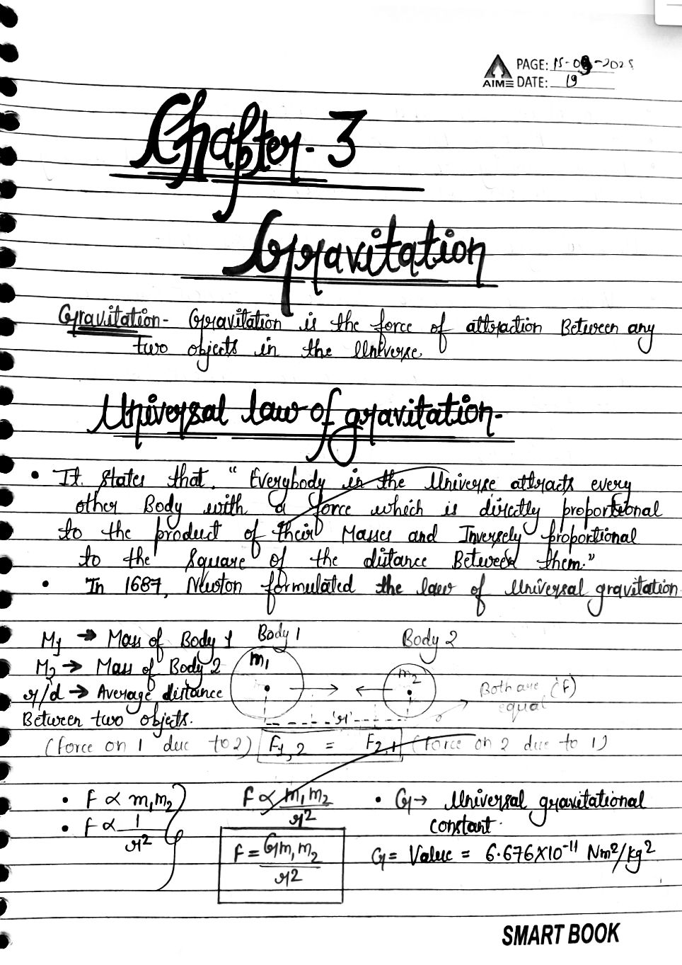 CBSE Handwritten Notes of Class 9 Chapter 10 Gravitation Question Answers JKBOSE Pdf download