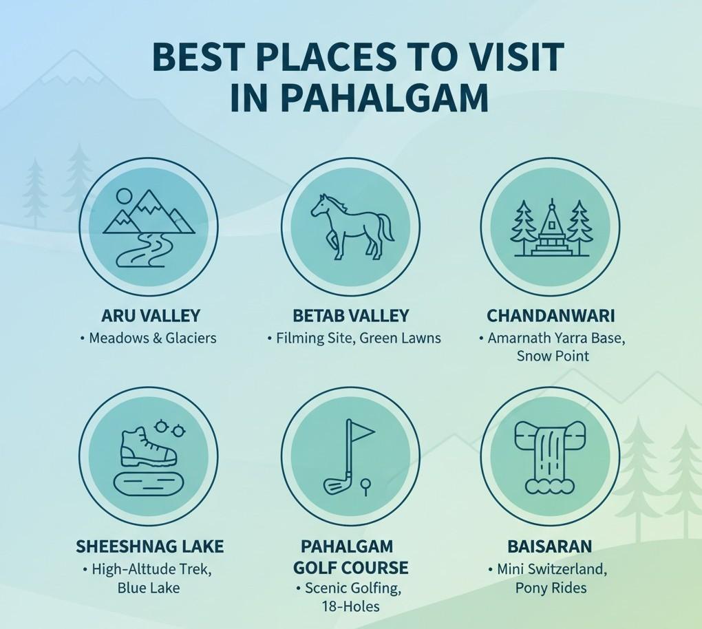 Best Places to Visit in Pahalgam with Family for One Day Trip Places to see in Pahalgam in One Day One Day Pahalgam Trip from Srinagar Must See Tourist Attractions in Pahalgam