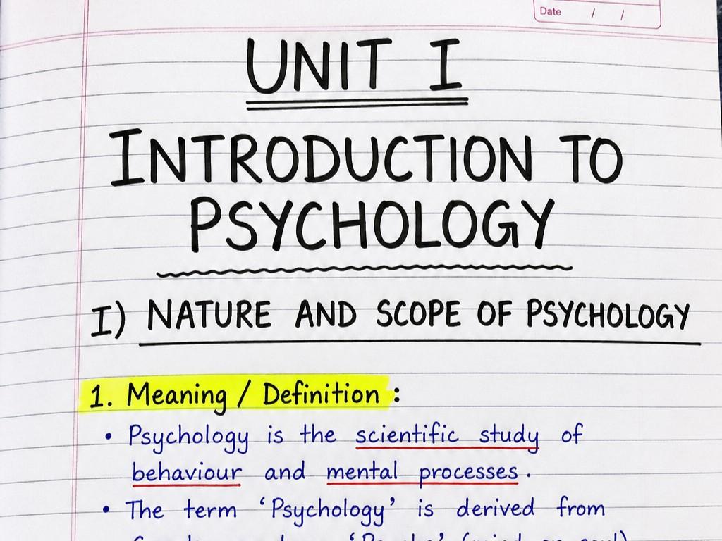 JKBOSE Psychology Handwritten Notes for Class 11 syllabus Pdf download