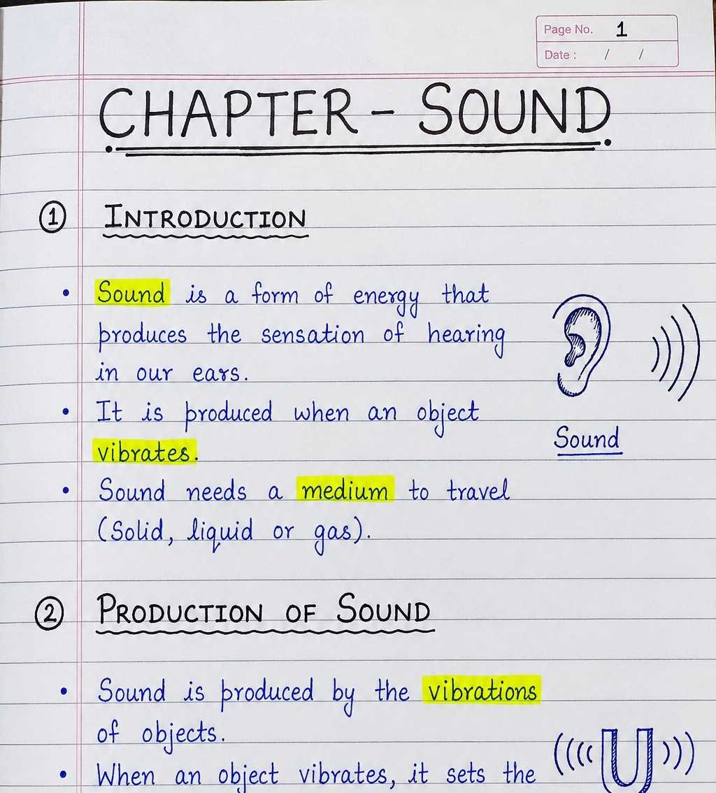Handwritten Physics Notes Solutions for Class 9 Sound JKBOSE CBSE NCERT Pdf download Question Answers